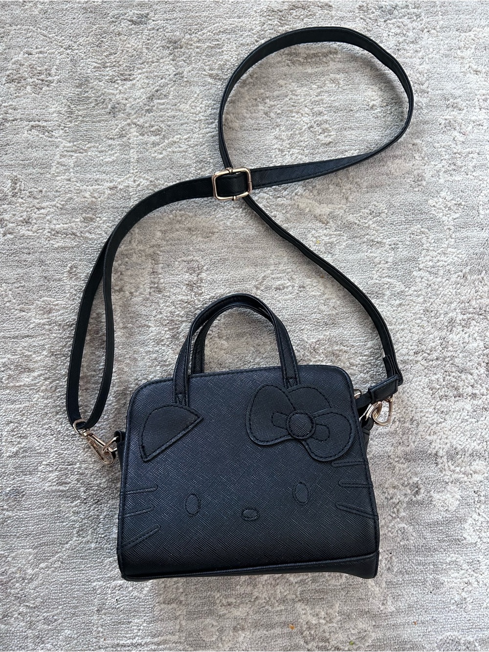 Hello Kitty Kawaii Style Face black shoulder Crossbody bag mini Purse Chic Cat